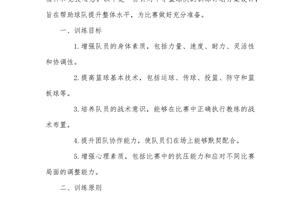 初中篮球队学期训练详细方案怎么写的